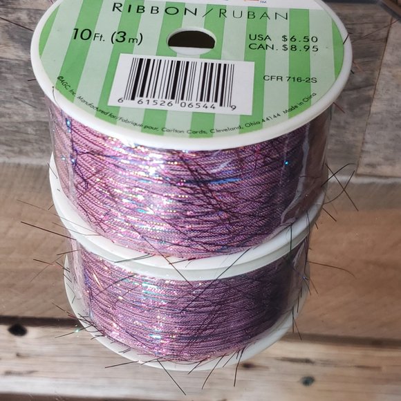 Vintage Colourline Metalic Pink Ribbon - 10 Ft Roll - Picture 4 of 5